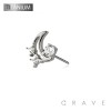 IMPLANT GRADE TITANIUM THREADLESS PUSH IN MOON BEZEL START CZ TOP PART
